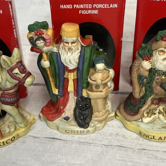 Santas of the Nations Lot of 6 Hand Painted Porcelain Figurines w/ Boxes 1991 - Picture 5 of 16